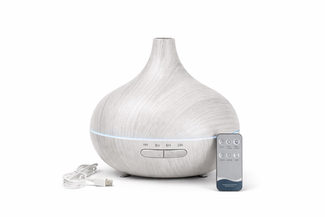 Diffuseur Ultrasonique "Sérénité" – 550ml, Effet Bois Prémium & Aromathérapie Connectée