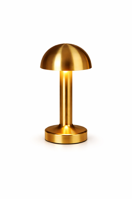 Lampe LED Dôme Élégant – Métal Doré, Tactile & Rechargeable USB‑C