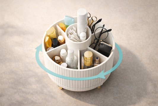 Organisateur Rotatif 360° – Support Multifonction 5 Compartiments (Salle de bain, Bureau, Maquillage & Cuisine)