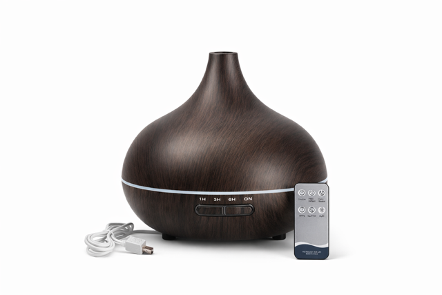 Diffuseur Ultrasonique "Sérénité" – 550ml, Effet Bois Prémium & Aromathérapie Connectée