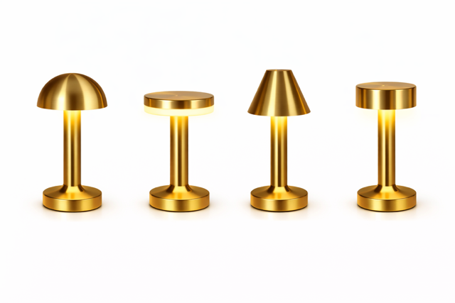 Lampe LED Dôme Élégant – Métal Doré, Tactile & Rechargeable USB‑C